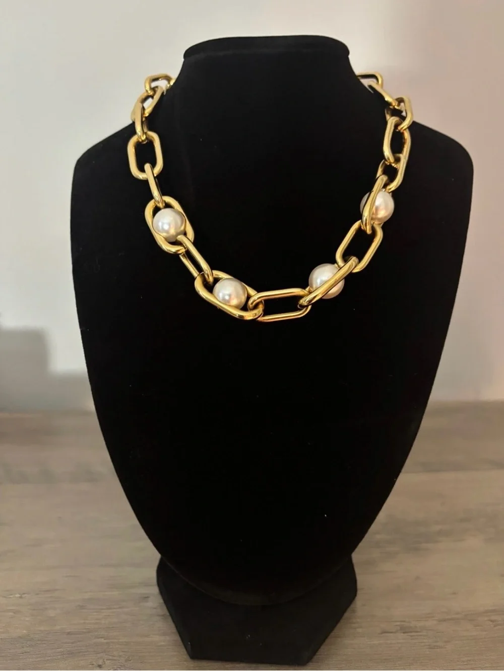Michael Kors Beaded Gold Tone Necklace 16”